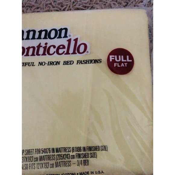 Vintage Cannon Monticello Full Yellow Flat Top Sheet 50% Cotton 50% NIP - Picture 2 of 4